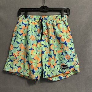 Kulani Kinis Lined Swim Trunks Mens Small Serene Marine Retro Floral Print Beach
